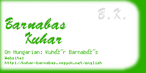barnabas kuhar business card